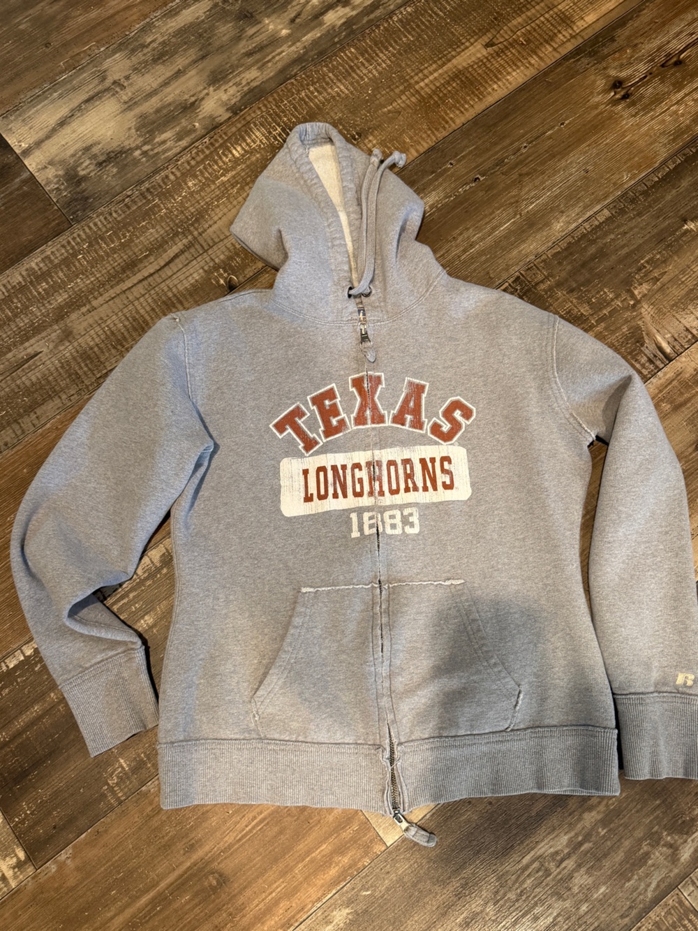 Texas Longhorns Russell Athletic Gray Full Zip Hoodie Men’s L